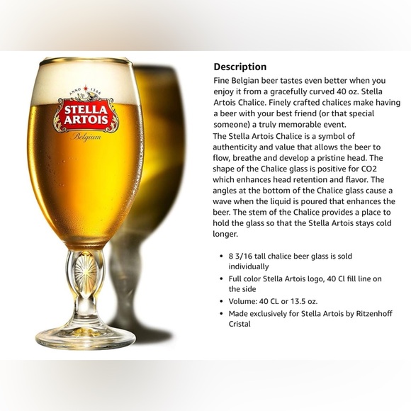 GOLD RIMMED Stella Artois Chalice Beer Glass - Picture 1 of 9